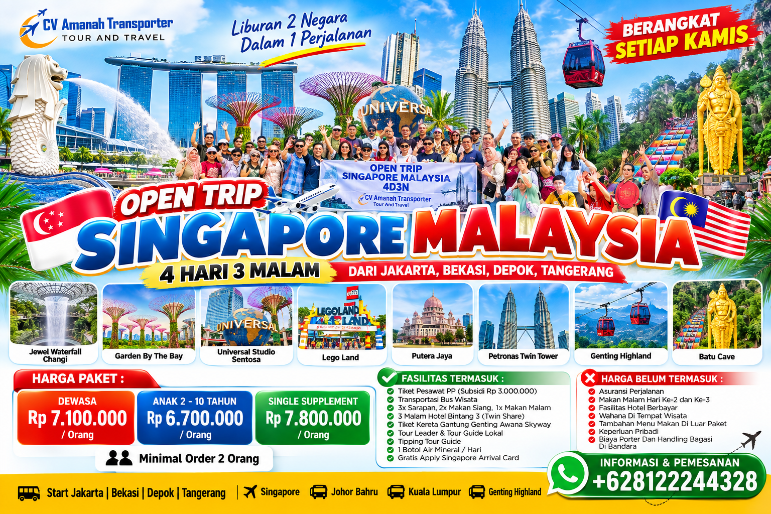 Open Trip Singapore Malaysia 4D3N Dari Jakarta Bekasi Depok Tangerang