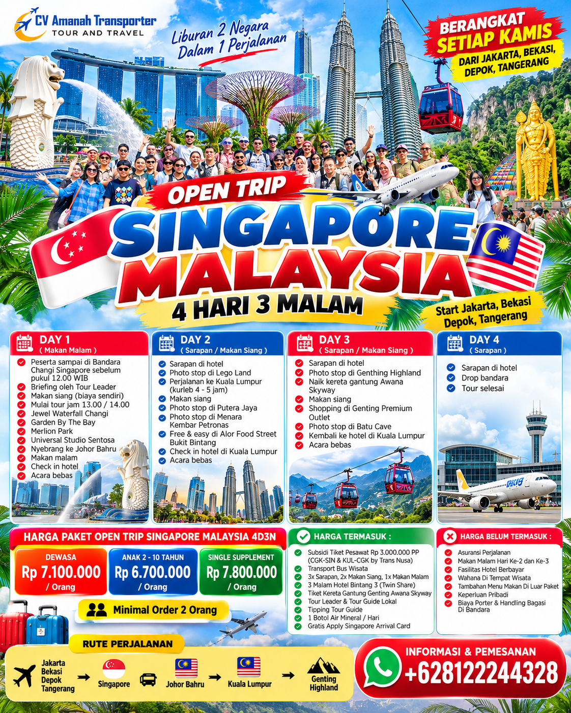 Tour Singapore Malaysia 4D3N Dari Jakarta Bekasi Depok Tangerang
